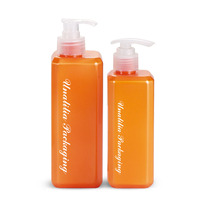 Bouteilles de conditionneur et de lotion en plastique PET carré personnalisées avec logo, 250 ml, 450 ml, 1 L, avec pompe à pression