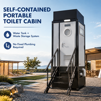 Cabine de toilettes portable sans plomberie avec réservoir d'eau intégré et réservoir de récupération des déchets pour les chantiers de construction et les zones isolées