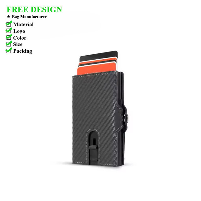 Premium High-End Pop-Up Wallet for Modern Men Slim Minimalist Design Carbon Fiber Detailing Smart Card Holder for Credit Cards