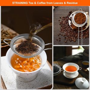 Wholesale <b>Kitchen</b> Utensils Leaky Pots and Filters Set of 3 Fine Mesh Sieve Stainless Steel <b>Strainers</b> Foldable Eco-Friendly - Product Image 4
