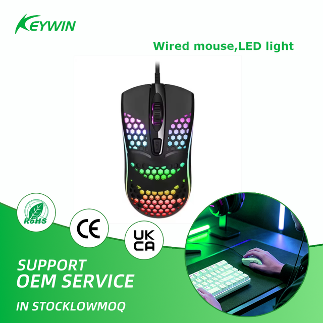 Keywin KW-10 Wired 4D USB Lightweight Ergonomic Right-Handed 7-Button Gaming Mouse LED Backlight 800-1200-1600 Laptop/Desktop