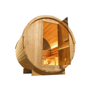 <span class=keywords><strong>Sauna</strong></span> de barril para exteriores con diseño de ventana trasera de media <span class=keywords><strong>luna</strong></span> Thermo Spruce para jardín, venta al por mayor, recuperación y bienestar finlandés - Product Image 1