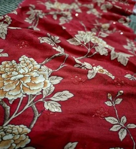 Tissu imprimé floral de qualité supérieure pour vêtements ethniques féminins, tissu imprimé floral pour la couture et la confection de vêtements - Product Image 2