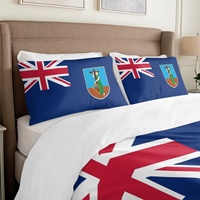 Ensemble de literie 3 pièces en coton pur avec impression du drapeau de Montserrat, matériau respirant et doux pour la décoration de la chambre à coucher et de la maison de vacances