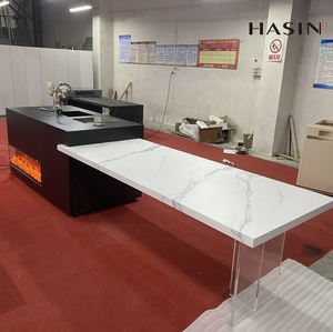 Gabinete de cocina modular personalizado moderno con mango de cobre piedra sinterizada armarios de cocina muebles para <span class=keywords><strong>encimera</strong></span> de Villa - Product Image 1