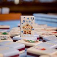 Nouvelle collection 2026 sur le thème du ski : Tuiles de Mahjong bleues américaines, ensemble de Mahjong Maison, tuiles de Mahjong américaines de luxe, tuiles de Mahjong de Noël
