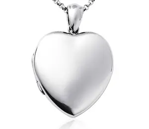 Colar de prata esterlina 925 personalizado OEM/ODM atacado prata esterlina lisa coração medalhão com foto