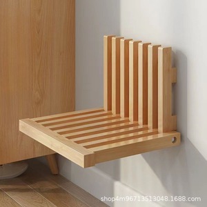 Wall Mounted Wooden <b>Folding</b> Stool 34x41cm Foldable Home Entryway Shoe <b>Bench</b> - Product Image 4