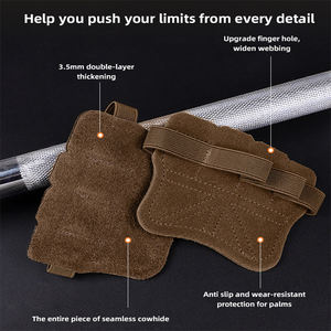 Gants de fitness en cuir pour tractions, protection des paumes, quatre doigts, longueur poignet, antidérapants, pour hommes et femmes - Product Image 2