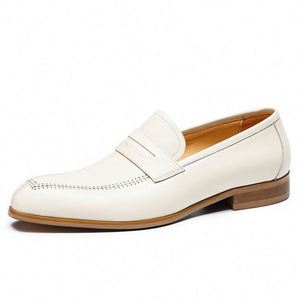 ASTON M.JAZZ Men's Genuine Cowhide Leather Patchwork <b>Pointed</b> Lace-Up Shoes Comfortable Business Formal Anti-Slip Rubber Outsole - Product Image 1