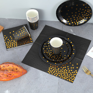 Scattered dots, black gradient hot foil <b>paper</b> plates, party supplies, disposable hot foil <b>paper</b> plates, <b>paper</b> cups, <b>paper</b> - Product Image 3