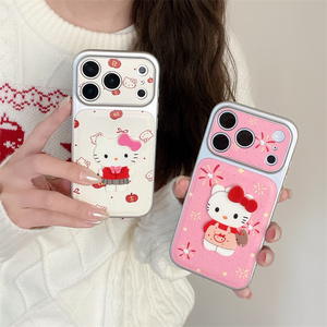 Original Cartoon Leather KT Cat Bow Mobile Phone case for iPhone 17 16 15 Pro Max Converted cute Camera DIY Printing <b>back</b> Cover - Product Image 4