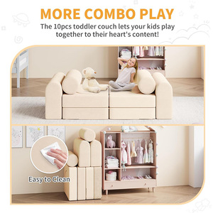 โซฟาเด็กแบบโมดูลาร์หุ้มกำมะหยี่สำหรับเด็กอายุ 3 ปีขึ้นไป - Product Image 2