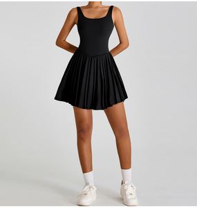 Wholesale Custom Fashion Breathable Quick Dry Spandex/Nylon Activewear <b>Elastic</b> <b>Skirts</b> Workout Tennis Dress for Women - Product Image 4