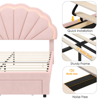 Populaire Simple Moderne Belle Princesse Lit Dessin Animé Shell Lit Lit D'enfant Avec Tiroirs De Rangement
