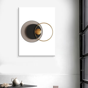 Vente en gros d'art mural moderne <span class=keywords><strong>cercle</strong></span> géométrique abstrait <span class=keywords><strong>peinture</strong></span> sur toile ronde en métal pour la décoration intérieure - Product Image 2