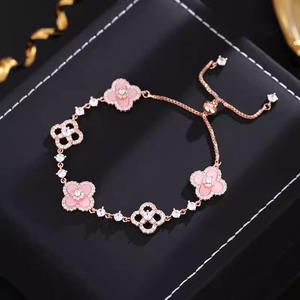 Brazalete de lujo de cristal de circón con flor ostentosa colorida, chapado en plata, forma Floral de moda, latón hecho principalmente para niñas - Product Image 6