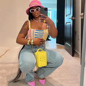 2022 Sweaters Knitted <strong>Tops</strong> <strong>Bandeau</strong> Bra Tube <strong>Women's</strong> Tank <strong>Tops</strong> Colorful Summer Crochet Crop <strong>Tops</strong> for <strong>Women</strong> - Product Image 1
