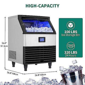 Commercial <b>for</b> Ice Machine with Daily Output 100 Kilograms Fully Automatic Operation PLC-Controlled Compressor <b>Water</b> <b>Cooling</b> - Product Image 4
