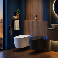 WC intelligent suspendu mural avec commande vocale IA, noir/blanc, bidet électronique intelligent