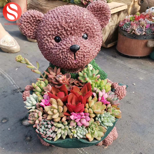 Personalizado <span class=keywords><strong>grande</strong></span> resina <span class=keywords><strong>bonsai</strong></span> <span class=keywords><strong>maceta</strong></span> <span class=keywords><strong>grande</strong></span> lindo oso suculentas hierba flor olla con flor artificial - Product Image 2