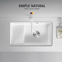 Lavabo en céramique de style moderne, lavabo simple, profond, à encastrer, pour salle de bain, balcon, lavabo, évier de salle de bain, évier de lavage
