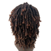 Wig Dreadlock Sintetis Afro Kinky Buatan Mesin yang Dapat Disesuaikan, Kepang Pendek, Faux Locs Tanpa Lem, Kepadatan 150%, Topi Jaring Kancing
