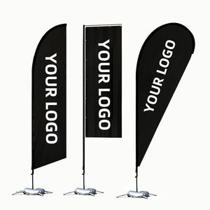 Drapeaux plume personnalisés en polyester imprimé double face, forme goutte d'eau, écologiques, pour publicité extérieure, plage et événements - Product Image 1