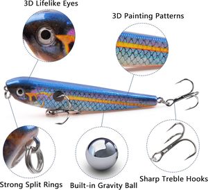 5 pièces leurres de pêche grand appât dur VIB leurre avec triple crochet nageur appât de pêche en eau salée Popper manivelle - Product Image 2