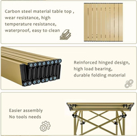 Table pliante robuste en acier au carbone, mobilier d'extérieur portable, camping, pique-nique, barbecue, plage, jardin, table à manger, base trépied