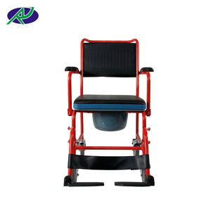 Wheeled <b>Commode</b> Chair RJ-C695-1 High Carbon Steel <b>Portable</b> Toilet Seat For Elderly And Pregnant Women - Product Image 2