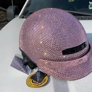 Bling Crystal Rhinestone Helm Pelindung Motor Helm Wajah Penuh Skuter Helm Sepeda Motor