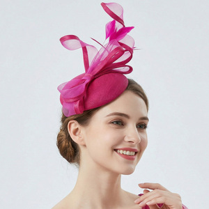 Chapeau de cocktail doré pour femme avec nœud en tulle, fascinateur élégant pour mariage, église et Derby - Product Image 5