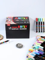 Stylo à peinture métallique à pointe pinceau, marqueur acrylique fluorescent, stylo spécial flash pour la calligraphie et la peinture pour étudiants