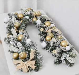 <span class=keywords><strong>Guirlande</strong></span> de Noël scintillante motif flocon de neige, style européen, en PVC, décorations nœuds et boules <span class=keywords><strong>pour</strong></span> vitrines de centres commerciaux et escaliers - Product Image 1