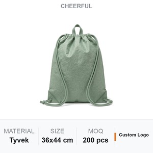 กระเป๋าเป้สะพายหลังแบบเชือกผูก Tyvek กันน้ำ ทนทานต่อการฉีกขาด ทำจากผ้ากระดาษ  กระเป๋าแบบ Cinch Sack  โลโก้สั่งทำได้ ของแจกในงานแสดงสินค้า - Product Image 1