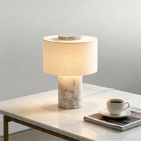 Lampe de chevet en marbre blanc avec abat-jour en tissu de lin, lampe décorative pour chambre à coucher, hôtel, chambre d'hôtes
