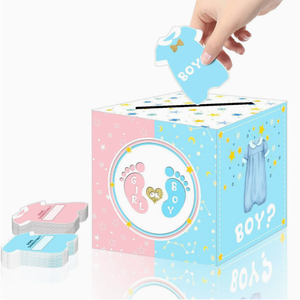 Cajas de Regalo para Decoración de Baby Shower DAMAI, Artículos para Fiestas de Revelación de Género, Caja de Papel Roja y Azul, Caja de Votación Plegable para Fiestas de Revelación - Product Image 2