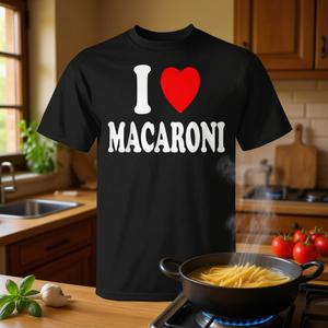 T-shirt promotionnel « I Heart Macaroni » : la pâtes préférée d'Italie pour les amateurs de cuisine et les passionnés de pâtes - Product Image 2