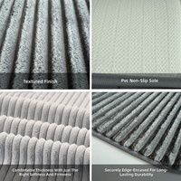 Ensemble de tapis de bain en flanelle rayée, 2 pièces, épais, lavable en machine, absorbant, antidérapant, pour salle de bain, toilettes, tapis de sol