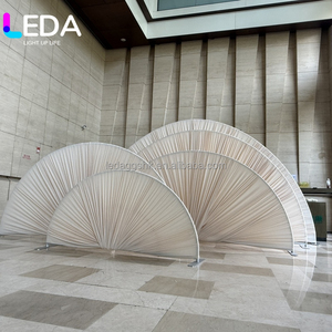 LEDA Elegant Wedding Event Decoration Semicircle Tension Fabric Drapery Round Arch <b>Frame</b> Fan Shaped Stands and Drapery Backdrop - Product Image 2