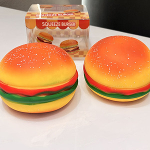Mainan Remas TPR Bentuk Hamburger Ukuran Besar, Pereda Stres, Slow-rebound, Dalam Kotak - Product Image 1