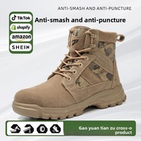 Bottes de sécurité montantes en daim synthétique, anti-perforation, anti-écrasement, respirantes, avec embout en acier