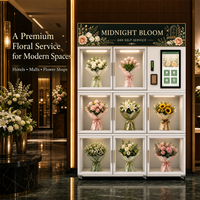 Distributeur Commercial de Fleurs Fraîches en Acier Inoxydable, Armoire Réfrigérée à 8 Casiers pour Bouquets, Gestion Basée sur le Cloud pour