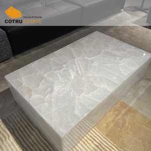 Cristallo Plinth <strong>Coffee</strong> <strong>Table</strong> Marble Decorative Onyx Slab White Marble <strong>Coffee</strong> <strong>Table</strong> <strong>Rectangle</strong> for Living Room Furniture - Product Image 4