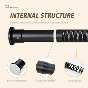 YIJIALE 3m Pôle Rideau Télescopique Noir <span class=keywords><strong>Tringle</strong></span> à Rideau Moderne <span class=keywords><strong>Sans</strong></span> Perçage - Product Image 3