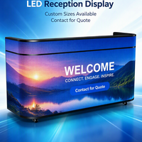 Comptoir d'accueil LED en forme de U, panneau LED à taux de rafraîchissement élevé, portable avec roulettes, contenu multimédia personnalisable librement