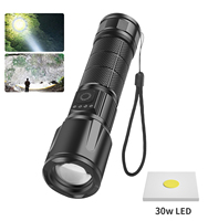 Lampe torche LED 30W à zoom télescopique longue portée, affichage numérique de la puissance, rechargeable par USB, puissante, en alliage d'aluminium
