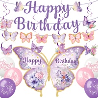 Nouvel Arrivage Guirlandes Papillons Violets Style Anime Joyeux Anniversaire Décorations de Fête en Papier à Suspendre pour Adultes Utilisation Intérieure