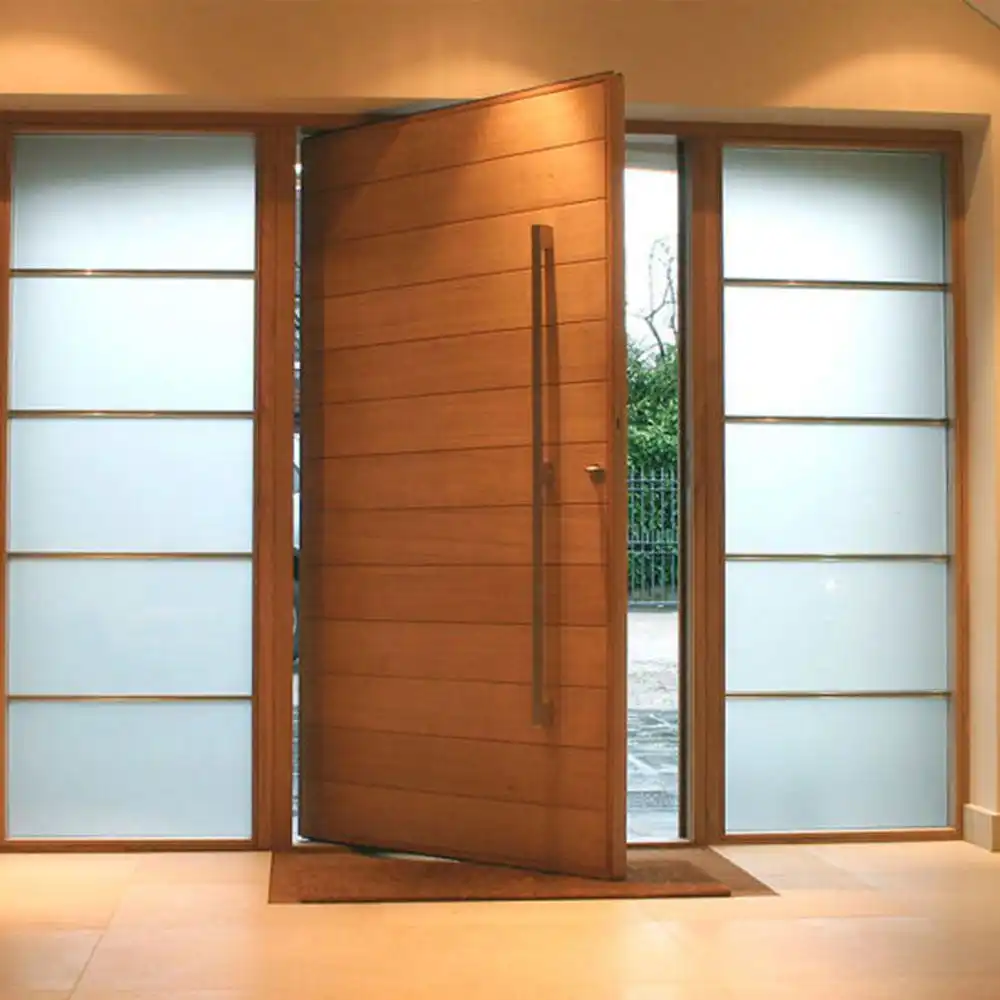Alucasa porta frontal de madeira porta redonda exterior portas